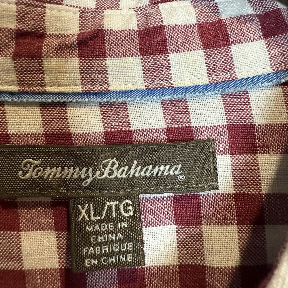 Tommy Bahama Red and White Gingham Linen Long Sleeve Women's Shirt Size XL - Picture 6 of 13